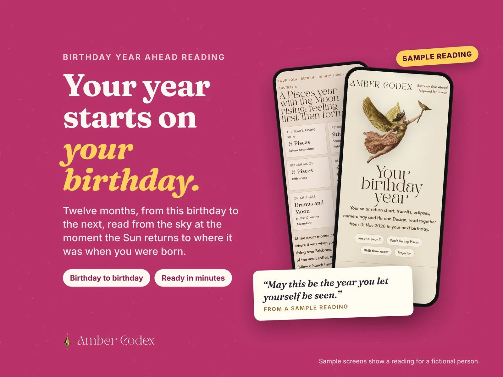 A Birthday Year Ahead reading on a phone