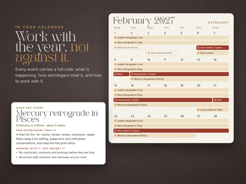 Every event in your calendar, with a note