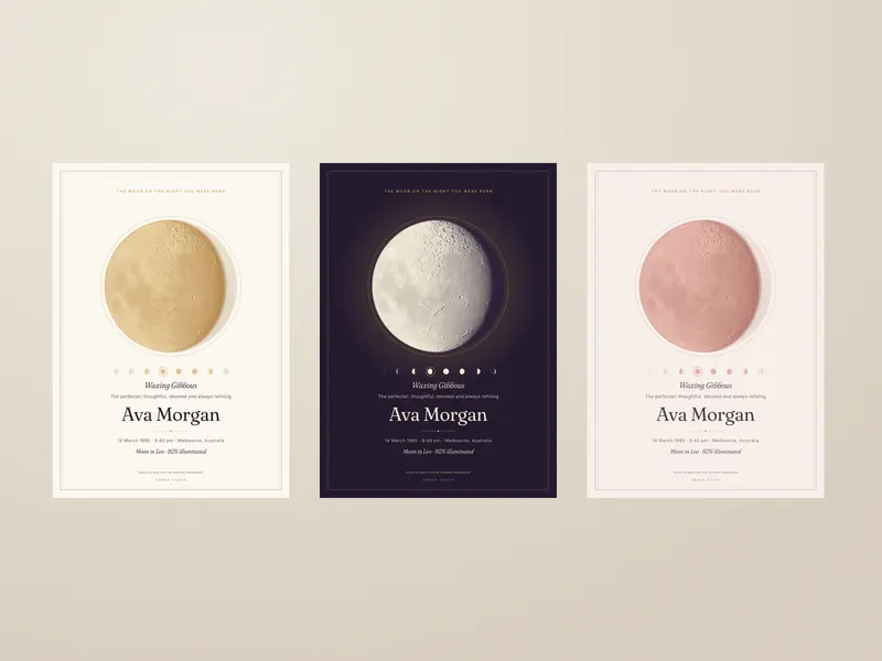 Three colours: warm cream, midnight and gold, soft blush