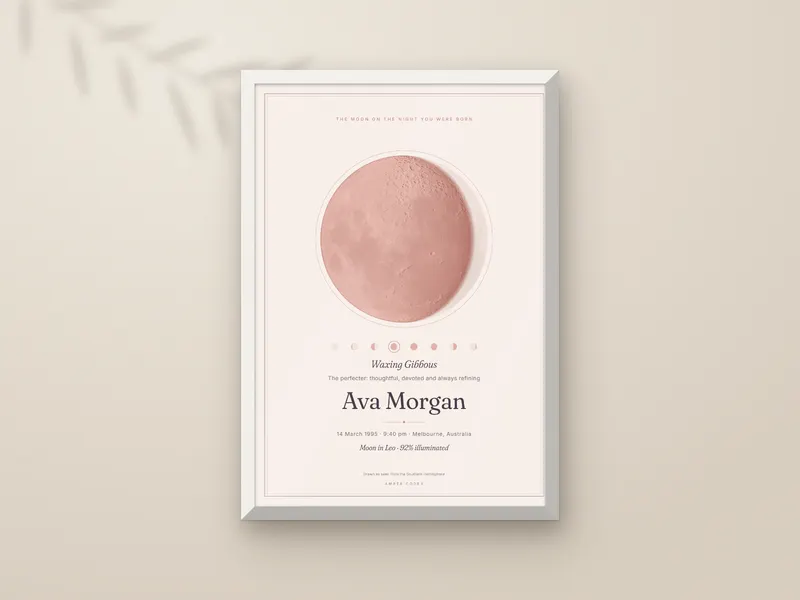 Framed in white, soft blush print