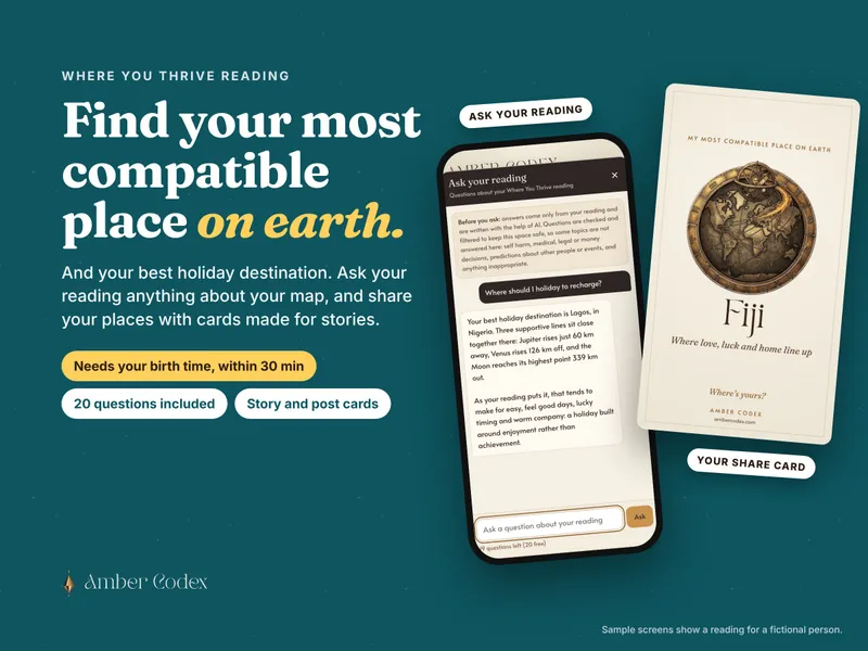 Find your most compatible place on earth: a sample chat and share card