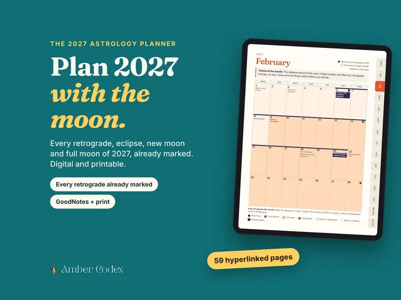 The 2027 astrology planner on a tablet