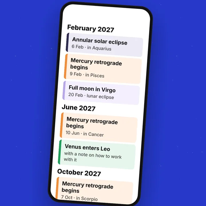 The 2027 astrology calendar on a phone