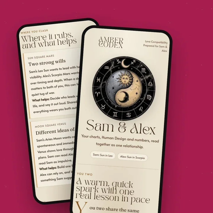 A sample Love Compatibility reading on a phone