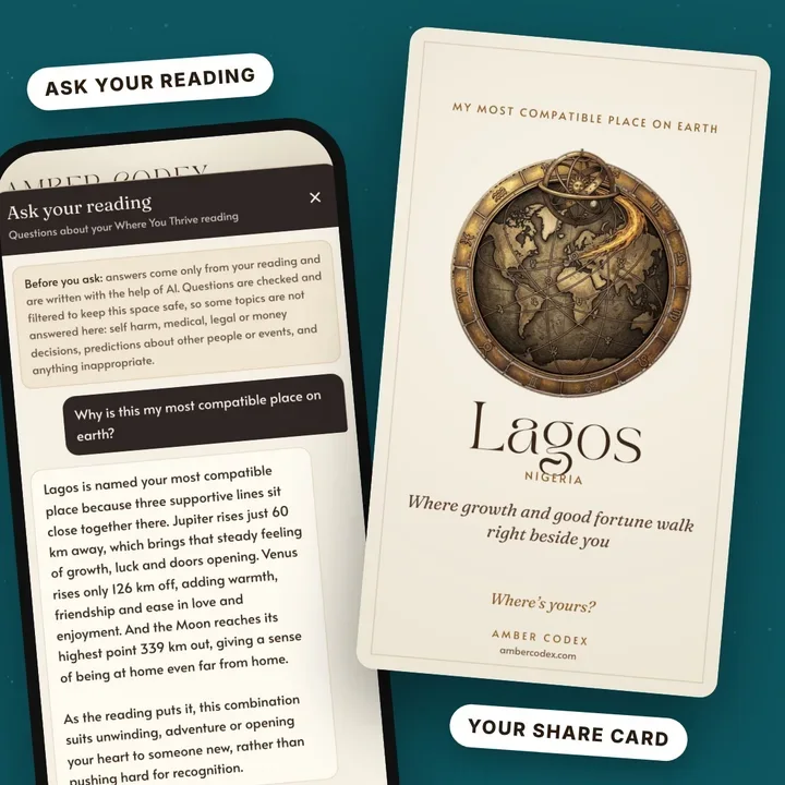 A sample astrocartography world map and reading